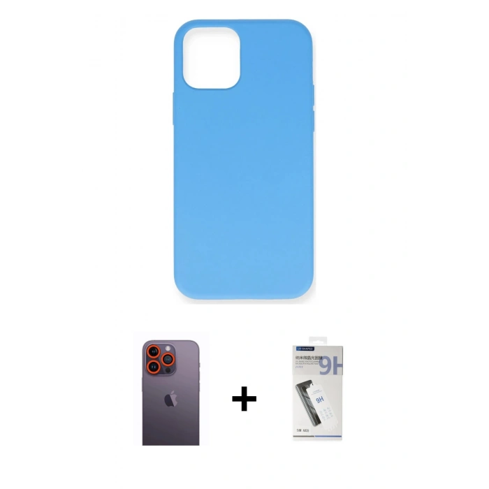 MARSİLYAN™- iPhone 12 Pro Max Kılıf Ahenk Serisi - Şeffaf Uv Polymer Nano Ekran Koruyucu + Neon Fosforlu Kamera Lens - TU