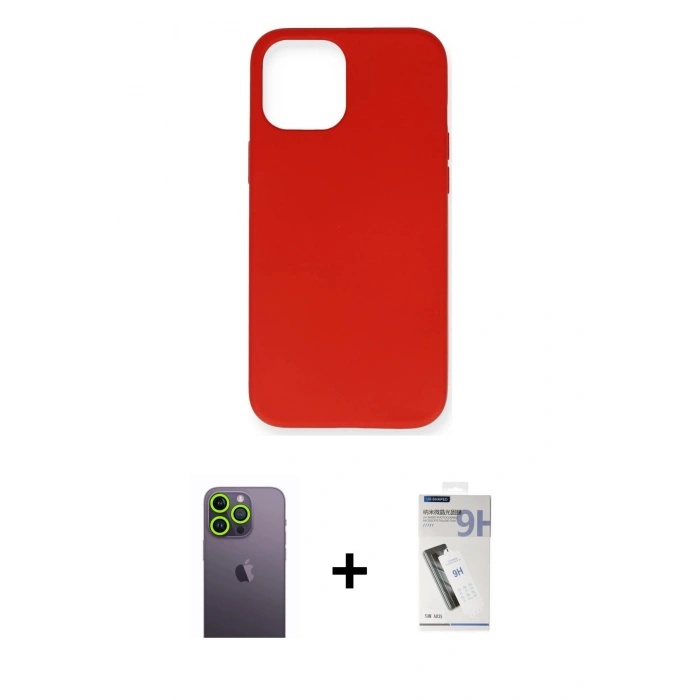 MARSİLYAN™- iPhone 12 Pro Max Kılıf Ahenk Serisi - Şeffaf Uv Polymer Nano Ekran Koruyucu + Neon Fosforlu Kamera Lens - YL