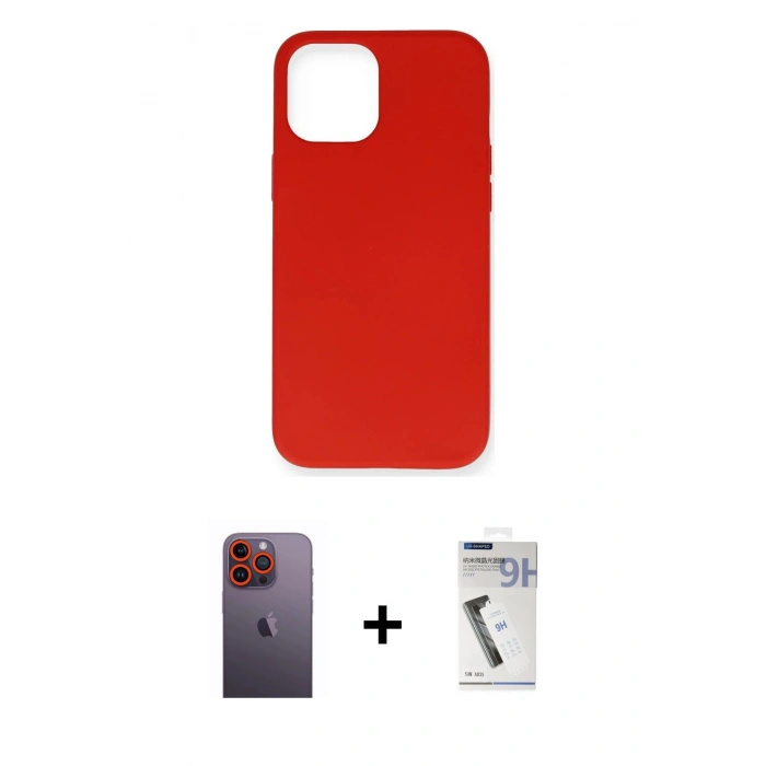 MARSİLYAN™- iPhone 12 Pro Max Kılıf Ahenk Serisi - Şeffaf Uv Polymer Nano Ekran Koruyucu + Neon Fosforlu Kamera Lens - TU