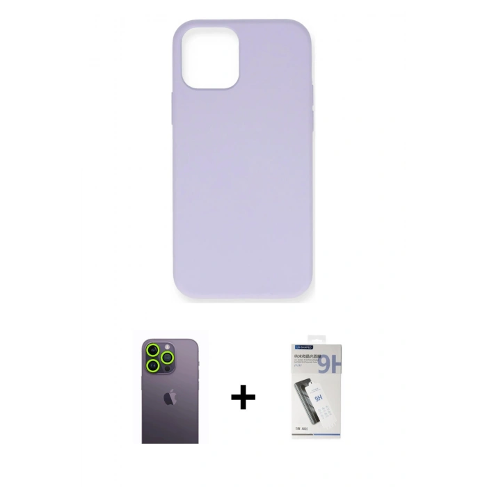 MARSİLYAN™- iPhone 12 Pro Max Kılıf Ahenk Serisi - Şeffaf Uv Polymer Nano Ekran Koruyucu + Neon Fosforlu Kamera Lens - YL