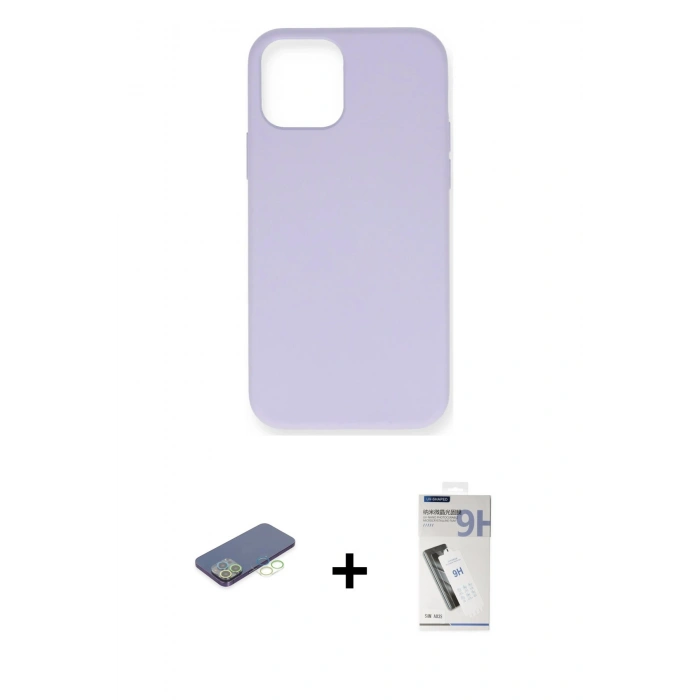 MARSİLYAN™- iPhone 12 Pro Max Kılıf Ahenk Serisi - Şeffaf Uv Polymer Nano Ekran Koruyucu + Renkli Kamera Lens Koruma Cam - YL