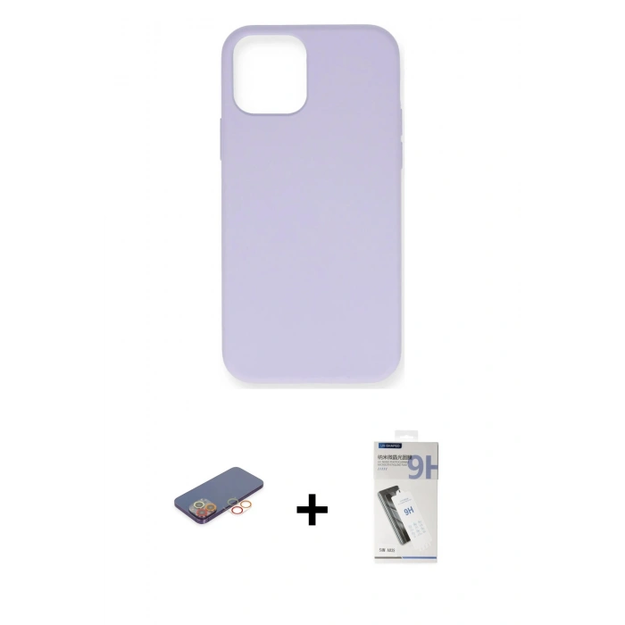 MARSİLYAN™- iPhone 12 Pro Max Kılıf Ahenk Serisi - Şeffaf Uv Polymer Nano Ekran Koruyucu + Renkli Kamera Lens Koruma Cam - TU