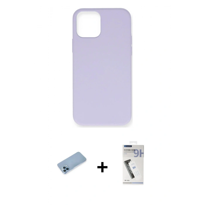 MARSİLYAN™- iPhone 12 Pro Max Kılıf Ahenk Serisi - Şeffaf Uv Polymer Nano Ekran Koruyucu + Shine Kamera Lens Koruma Cam - MI
