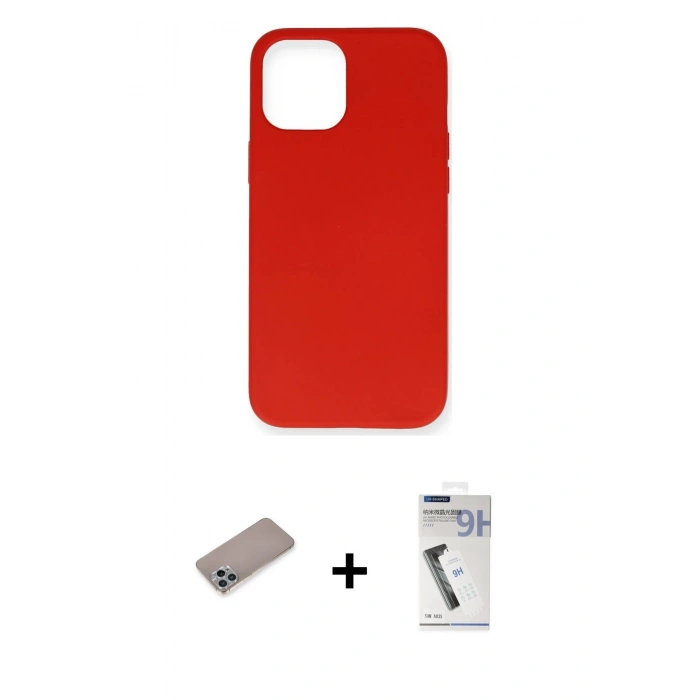 MARSİLYAN™- iPhone 12 Pro Max Kılıf Ahenk Serisi - Şeffaf Uv Polymer Nano Ekran Koruyucu + Shine Kamera Lens Koruma Cam - SABE