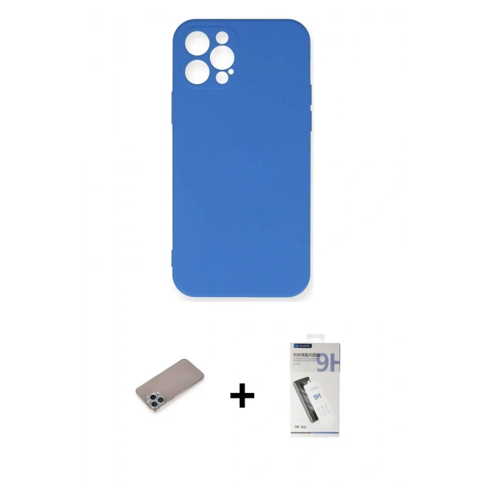 MARSİLYAN™- iPhone 12 Pro Max Kılıf Ahenk Serisi - Şeffaf Uv Polymer Nano Ekran Koruyucu + Shine Kamera Lens Koruma Cam - SABE