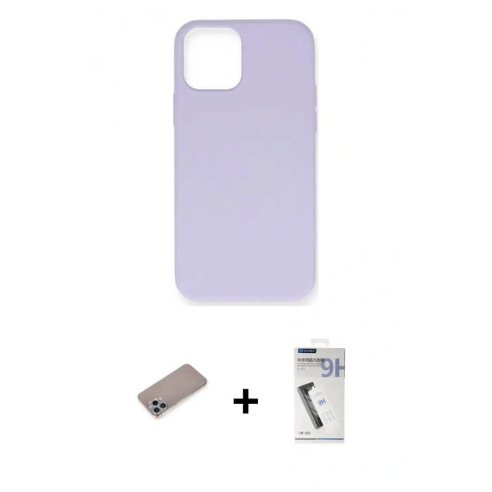 MARSİLYAN™- iPhone 12 Pro Max Kılıf Ahenk Serisi - Şeffaf Uv Polymer Nano Ekran Koruyucu + Shine Kamera Lens Koruma Cam - SABE