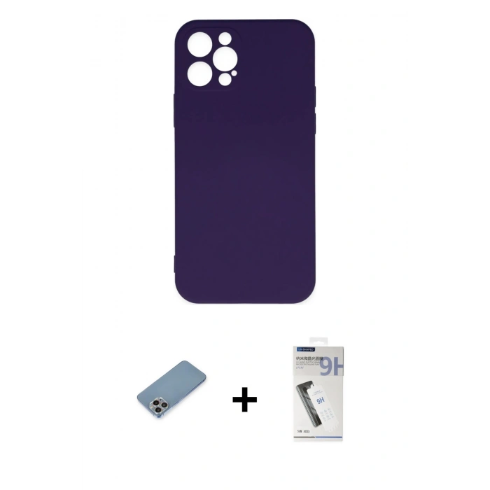 MARSİLYAN™- iPhone 12 Pro Max Kılıf Ahenk Serisi - Şeffaf Uv Polymer Nano Ekran Koruyucu + Shine Kamera Lens Koruma Cam - GI