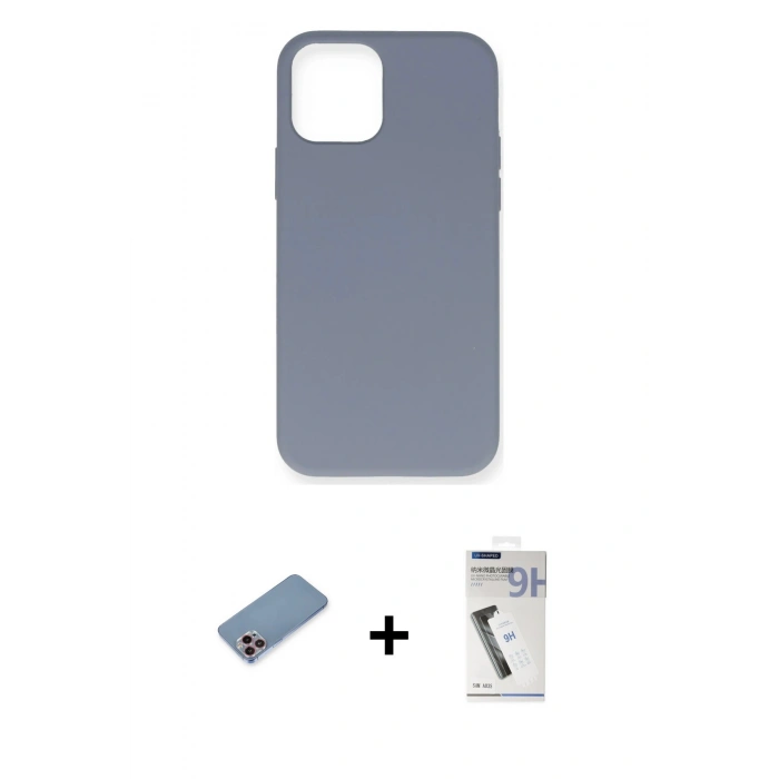 MARSİLYAN™- iPhone 12 Pro Max Kılıf Ahenk Serisi - Şeffaf Uv Polymer Nano Ekran Koruyucu + Shine Kamera Lens Koruma Cam - PE