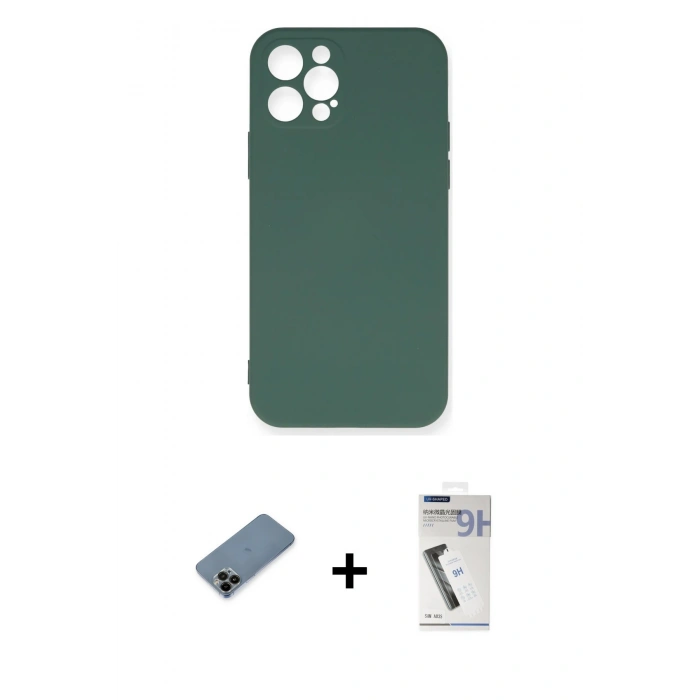 MARSİLYAN™- iPhone 12 Pro Max Kılıf Ahenk Serisi - Şeffaf Uv Polymer Nano Ekran Koruyucu + Shine Kamera Lens Koruma Cam - SH