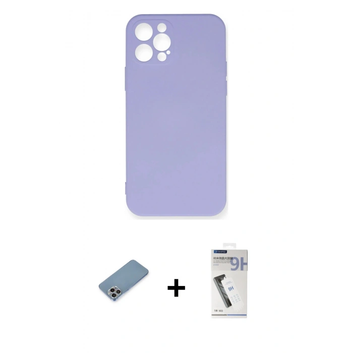 MARSİLYAN™- iPhone 12 Pro Max Kılıf Ahenk Serisi - Şeffaf Uv Polymer Nano Ekran Koruyucu + Shine Kamera Lens Koruma Cam - GI