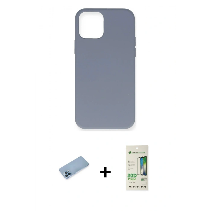 MARSİLYAN™- iPhone 12 Pro Max Kılıf Ahenk Serisi - Siyah 20D Premium Cam Ekran Koruyucu + Shine Kamera Lens Koruma Cam - MI