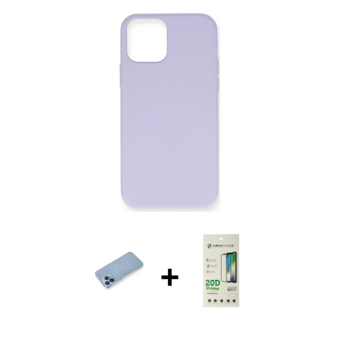 MARSİLYAN™- iPhone 12 Pro Max Kılıf Ahenk Serisi - Siyah 20D Premium Cam Ekran Koruyucu + Shine Kamera Lens Koruma Cam - MI
