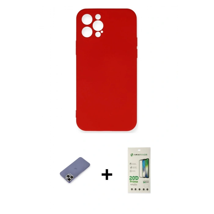 MARSİLYAN™- iPhone 12 Pro Max Kılıf Ahenk Serisi - Siyah 20D Premium Cam Ekran Koruyucu + Metal Kamera Lens Koruma Cam - GD