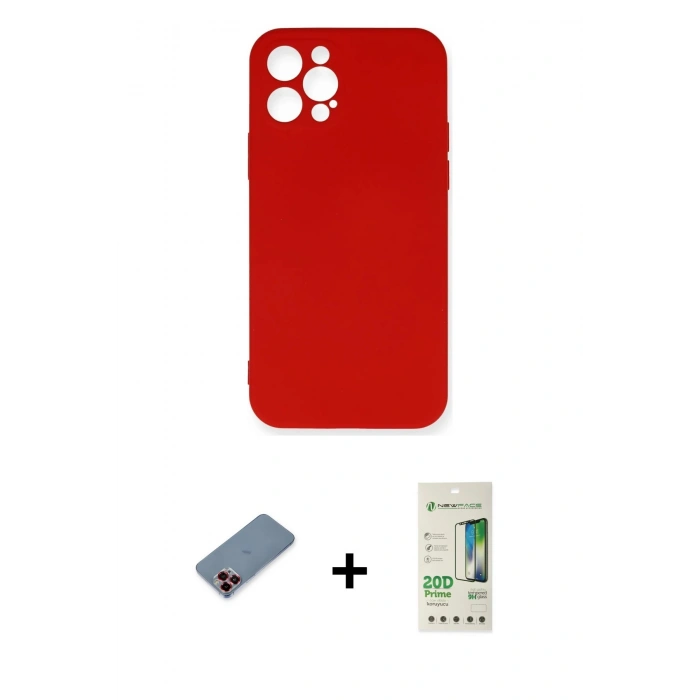 MARSİLYAN™- iPhone 12 Pro Max Kılıf Ahenk Serisi - Siyah 20D Premium Cam Ekran Koruyucu + Metal Kamera Lens Koruma Cam - KI