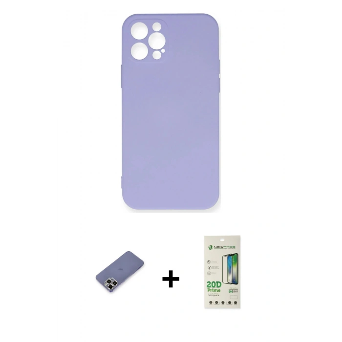 MARSİLYAN™- iPhone 12 Pro Max Kılıf Ahenk Serisi - Siyah 20D Premium Cam Ekran Koruyucu + Metal Kamera Lens Koruma Cam - GD