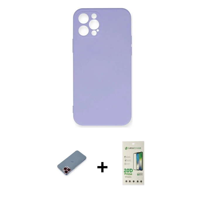 MARSİLYAN™- iPhone 12 Pro Max Kılıf Ahenk Serisi - Siyah 20D Premium Cam Ekran Koruyucu + Metal Kamera Lens Koruma Cam - KI