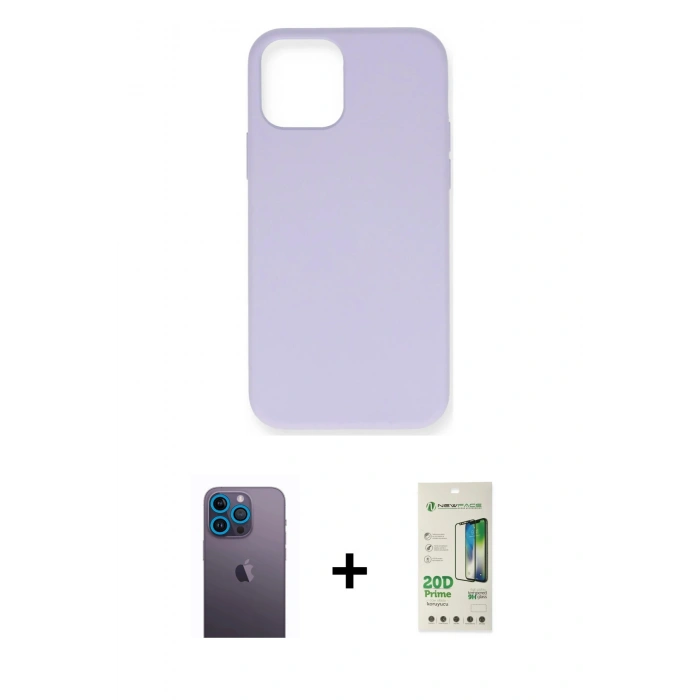 MARSİLYAN™- iPhone 12 Pro Max Kılıf Ahenk Serisi - Siyah 20D Premium Cam Ekran Koruyucu + Neon Fosforlu Kamera Lens - MI