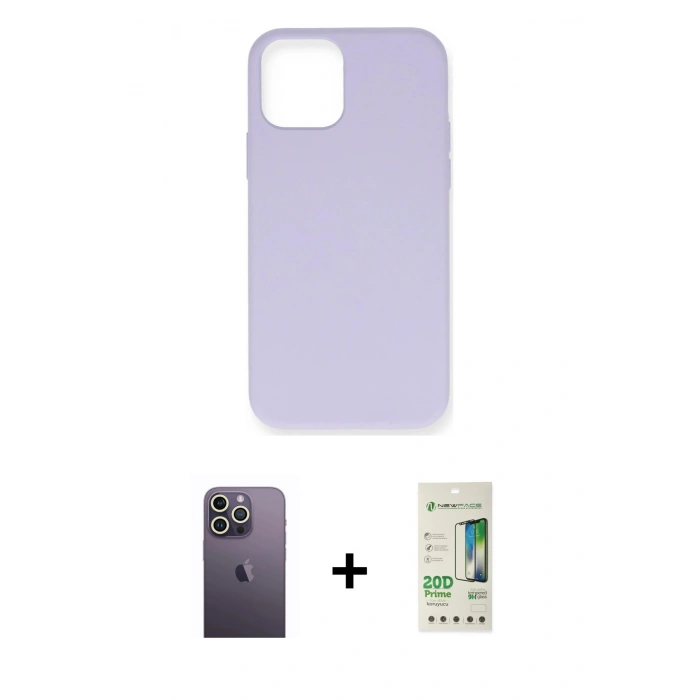MARSİLYAN™- iPhone 12 Pro Max Kılıf Ahenk Serisi - Siyah 20D Premium Cam Ekran Koruyucu + Neon Fosforlu Kamera Lens - BZ