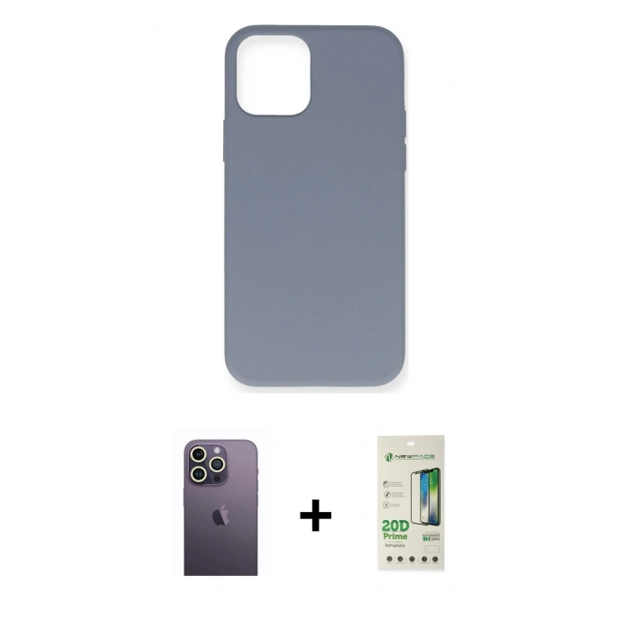 MARSİLYAN™- iPhone 12 Pro Max Kılıf Ahenk Serisi - Siyah 20D Premium Cam Ekran Koruyucu + Neon Fosforlu Kamera Lens - BZ