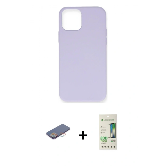 MARSİLYAN™- iPhone 12 Pro Max Kılıf Ahenk Serisi - Siyah 20D Premium Cam Ekran Koruyucu + Renkli Kamera Lens Koruma Cam - PE