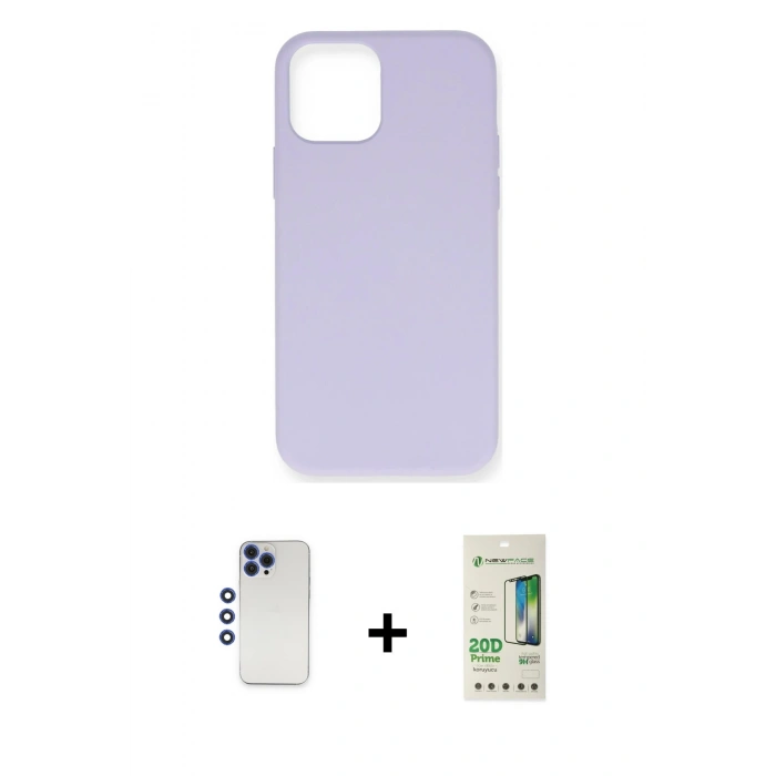 MARSİLYAN™- iPhone 12 Pro Max Kılıf Ahenk Serisi - Siyah 20D Premium Cam Ekran Koruyucu + Shine Kamera Lens - LT
