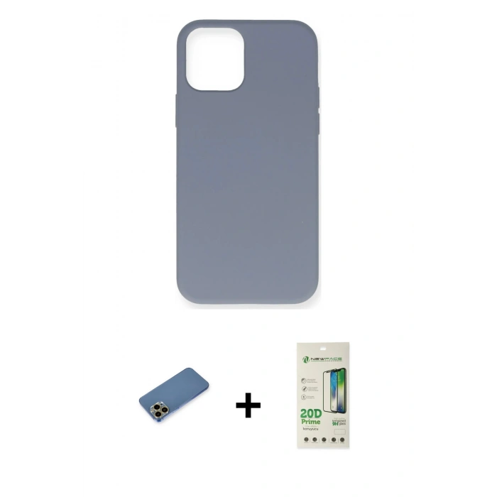 MARSİLYAN™- iPhone 12 Pro Max Kılıf Ahenk Serisi - Siyah 20D Premium Cam Ekran Koruyucu + Shine Kamera Lens Koruma Cam - GD