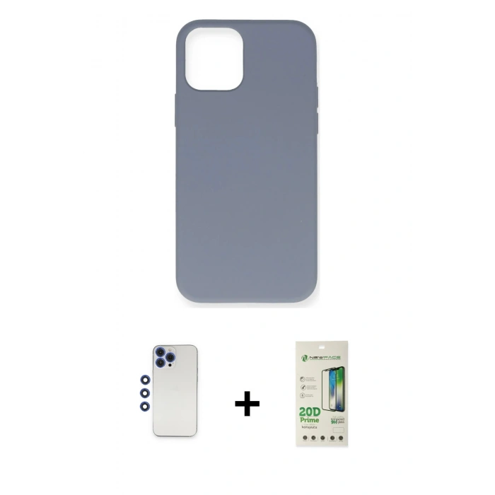 MARSİLYAN™- iPhone 12 Pro Max Kılıf Ahenk Serisi - Siyah 20D Premium Cam Ekran Koruyucu + Shine Kamera Lens - LT