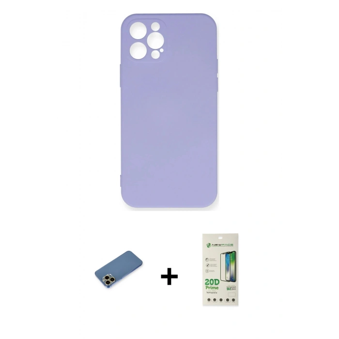 MARSİLYAN™- iPhone 12 Pro Max Kılıf Ahenk Serisi - Siyah 20D Premium Cam Ekran Koruyucu + Shine Kamera Lens Koruma Cam - GD