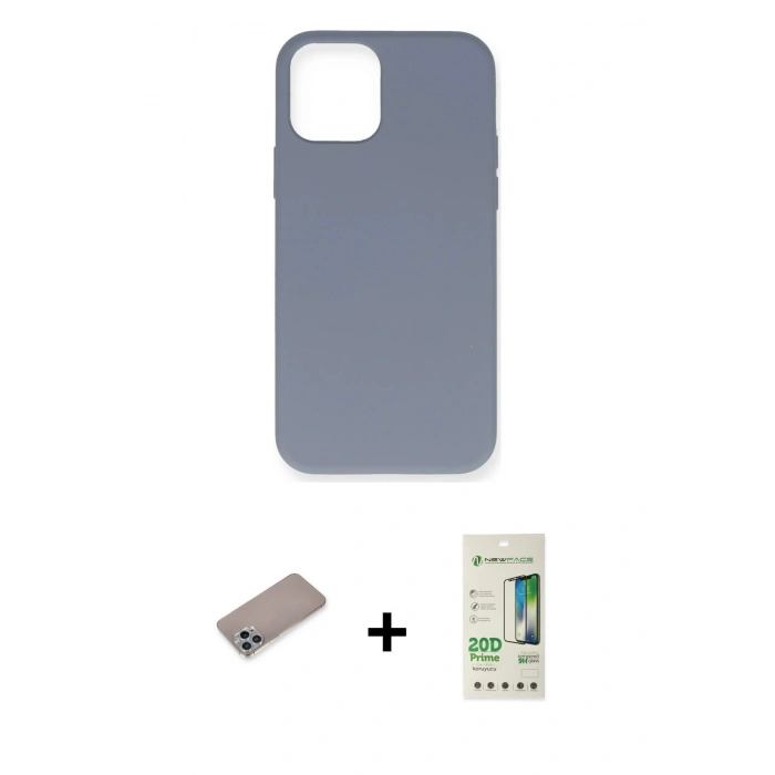 MARSİLYAN™- iPhone 12 Pro Max Kılıf Ahenk Serisi - Siyah 20D Premium Cam Ekran Koruyucu + Shine Kamera Lens Koruma Cam - SABE