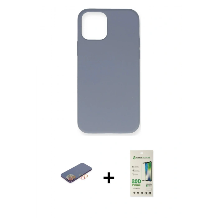 MARSİLYAN™- iPhone 12 Pro Max Kılıf Ahenk Serisi - Siyah 20D Premium Cam Ekran Koruyucu + Turuncu Renkli Kamera Lens Koruma Cam