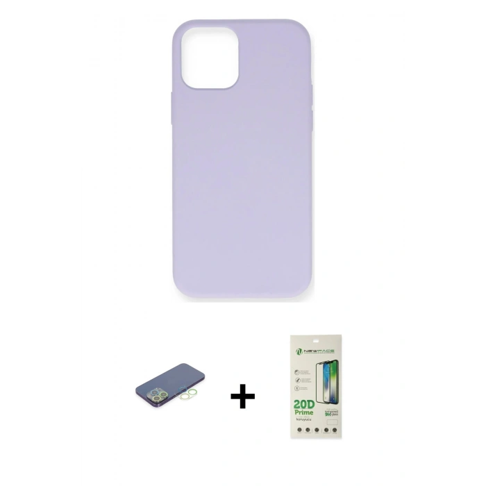 MARSİLYAN™- iPhone 12 Pro Max Kılıf Ahenk Serisi - Siyah 20D Premium Cam Ekran Koruyucu + Renkli Kamera Lens Koruma Cam - YL
