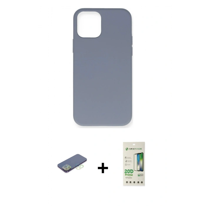 MARSİLYAN™- iPhone 12 Pro Max Kılıf Ahenk Serisi - Siyah 20D Premium Cam Ekran Koruyucu + Renkli Kamera Lens Koruma Cam - YL