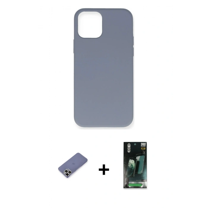 MARSİLYAN™- iPhone 12 Pro Max Kılıf Ahenk Serisi - Siyah 360 Mat Full Body Arka Koruyucu + Metal Kamera Lens Koruma Cam - GD