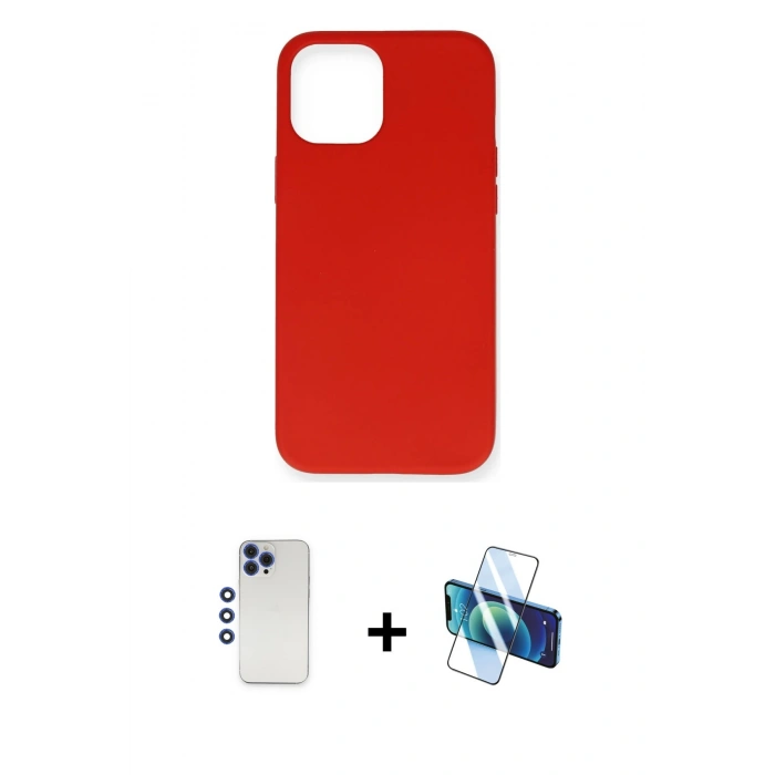 MARSİLYAN™- iPhone 12 Pro Max Kılıf Ahenk Serisi - Siyah 3D Antistatik Seramik Nano Ekran Koruyucu + Shine Kamera Lens - LT