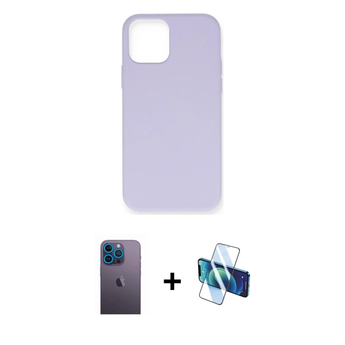 MARSİLYAN™- iPhone 12 Pro Max Kılıf Ahenk Serisi - Siyah 3D Antistatik Seramik Nano Ekran Koruyucu + Neon Fosforlu Kamera Lens - MI