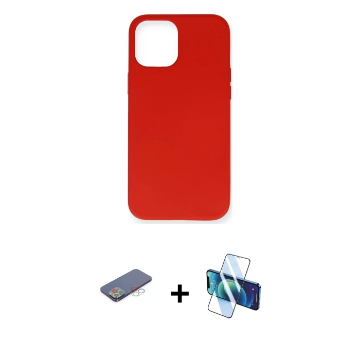 MARSİLYAN™- iPhone 12 Pro Max Kılıf Ahenk Serisi - Siyah 3D Antistatik Seramik Nano Ekran Koruyucu + Renkli Kamera Lens Koruma Cam - MI
