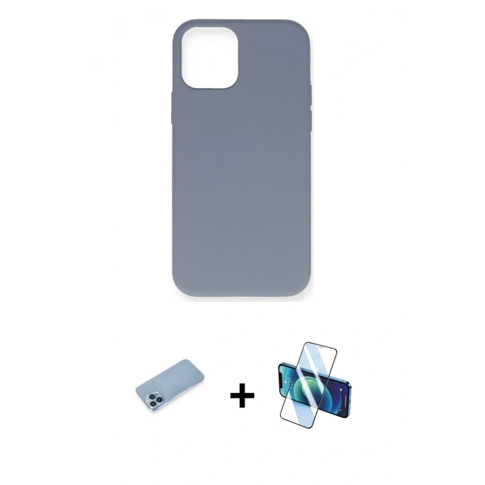 MARSİLYAN™- iPhone 12 Pro Max Kılıf Ahenk Serisi - Siyah 3D Antistatik Seramik Nano Ekran Koruyucu + Shine Kamera Lens Koruma Cam - MI