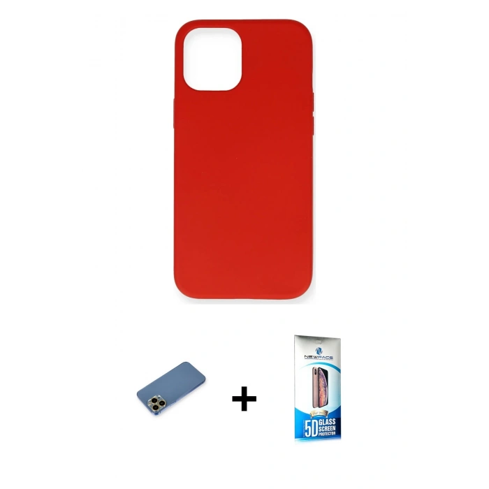MARSİLYAN™- iPhone 12 Pro Max Kılıf Ahenk Serisi - Siyah 5D Eko Cam Ekran Koruyucu + Shine Kamera Lens Koruma Cam - GD
