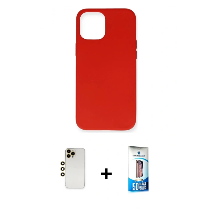 MARSİLYAN™- iPhone 12 Pro Max Kılıf Ahenk Serisi - Siyah 5D Eko Cam Ekran Koruyucu + Shine Kamera Lens - GD