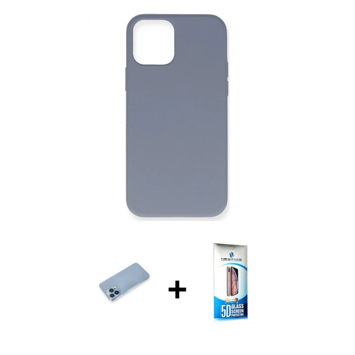MARSİLYAN™- iPhone 12 Pro Max Kılıf Ahenk Serisi - Siyah 5D Eko Cam Ekran Koruyucu + Shine Kamera Lens Koruma Cam - MI
