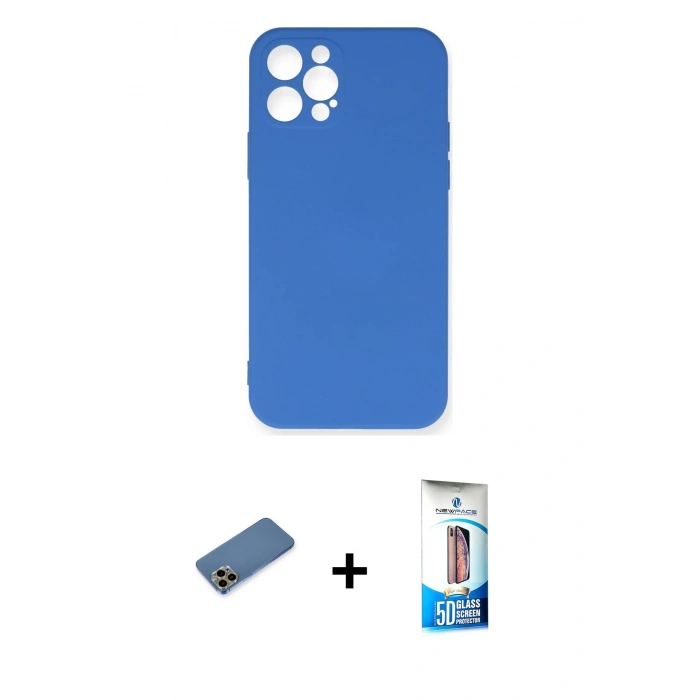 MARSİLYAN™- iPhone 12 Pro Max Kılıf Ahenk Serisi - Siyah 5D Eko Cam Ekran Koruyucu + Shine Kamera Lens Koruma Cam - GD