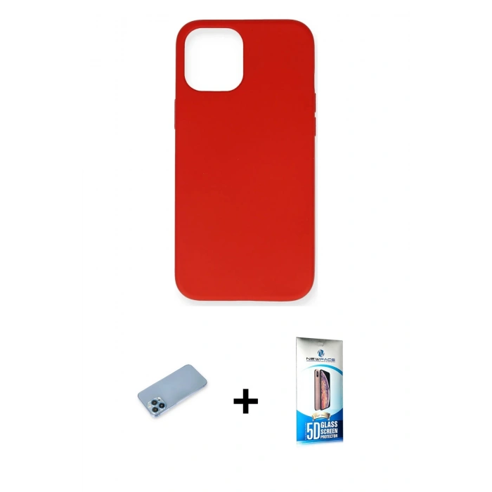 MARSİLYAN™- iPhone 12 Pro Max Kılıf Ahenk Serisi - Siyah 5D Eko Cam Ekran Koruyucu + Shine Kamera Lens Koruma Cam - MI