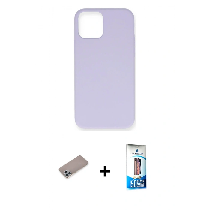 MARSİLYAN™- iPhone 12 Pro Max Kılıf Ahenk Serisi - Siyah 5D Eko Cam Ekran Koruyucu + Shine Kamera Lens Koruma Cam - SABE