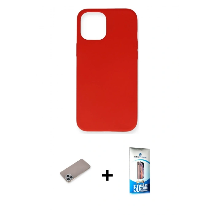 MARSİLYAN™- iPhone 12 Pro Max Kılıf Ahenk Serisi - Siyah 5D Eko Cam Ekran Koruyucu + Shine Kamera Lens Koruma Cam - SABE
