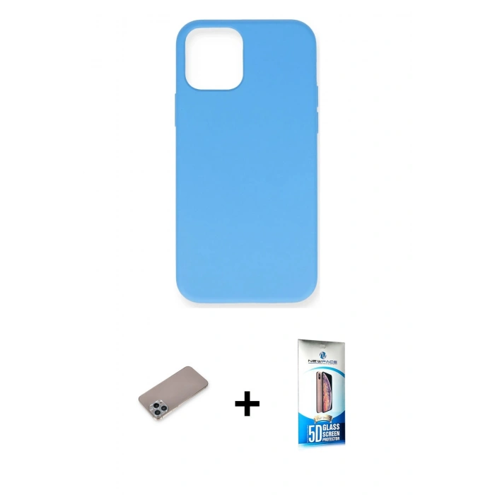 MARSİLYAN™- iPhone 12 Pro Max Kılıf Ahenk Serisi - Siyah 5D Eko Cam Ekran Koruyucu + Shine Kamera Lens Koruma Cam - SABE