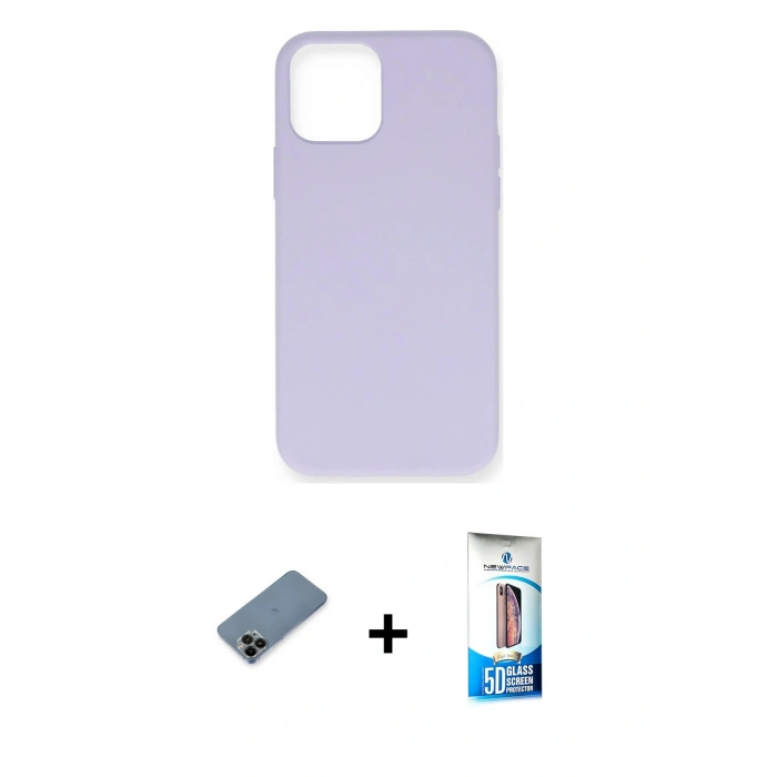MARSİLYAN™- iPhone 12 Pro Max Kılıf Ahenk Serisi - Siyah 5D Eko Cam Ekran Koruyucu + Shine Kamera Lens Koruma Cam - SH