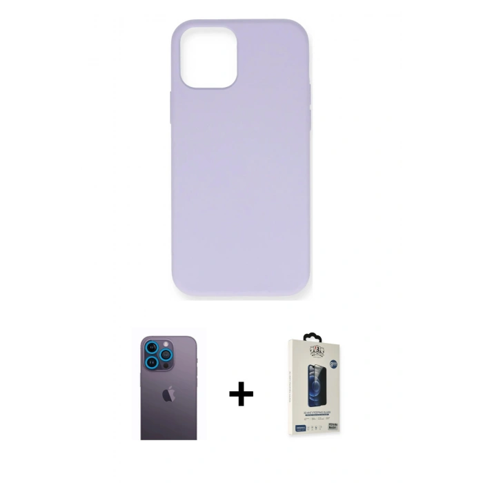 MARSİLYAN™- iPhone 12 Pro Max Kılıf Ahenk Serisi - Siyah Bilvis Hayalet Cam Ekran Koruyucu + Neon Fosforlu Kamera Lens - MI