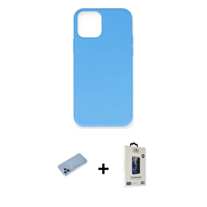 MARSİLYAN™- iPhone 12 Pro Max Kılıf Ahenk Serisi - Siyah Bilvis Hayalet Cam Ekran Koruyucu + Shine Kamera Lens Koruma Cam - MI