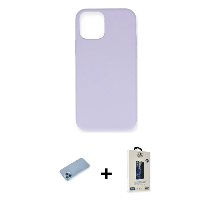 MARSİLYAN™- iPhone 12 Pro Max Kılıf Ahenk Serisi - Siyah Bilvis Hayalet Cam Ekran Koruyucu + Shine Kamera Lens Koruma Cam - MI