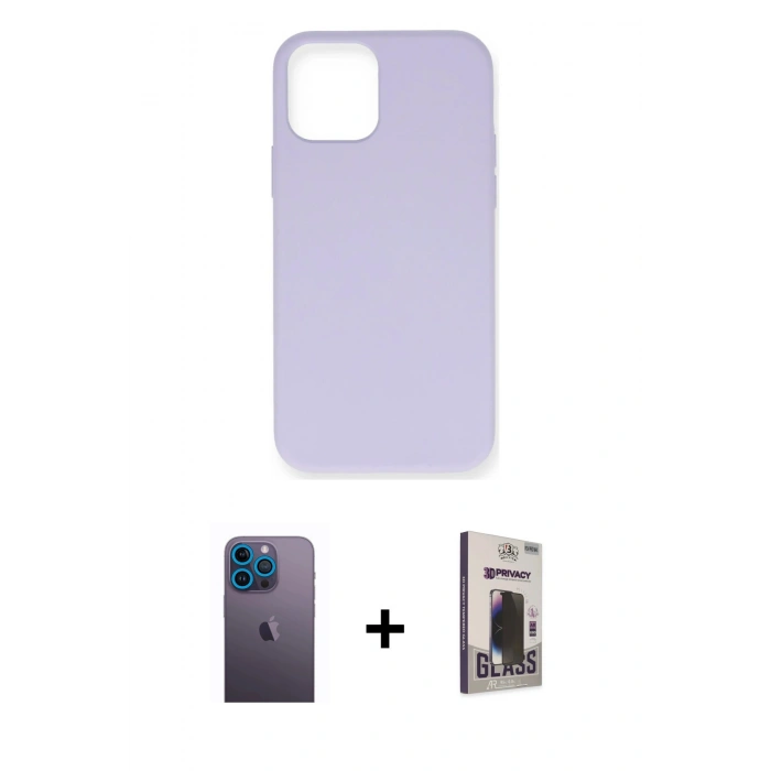 MARSİLYAN™- iPhone 12 Pro Max Kılıf Ahenk Serisi - Siyah Bilvis Hayalet Cam Ekran Koruyucu + Neon Fosforlu Kamera Lens - MI